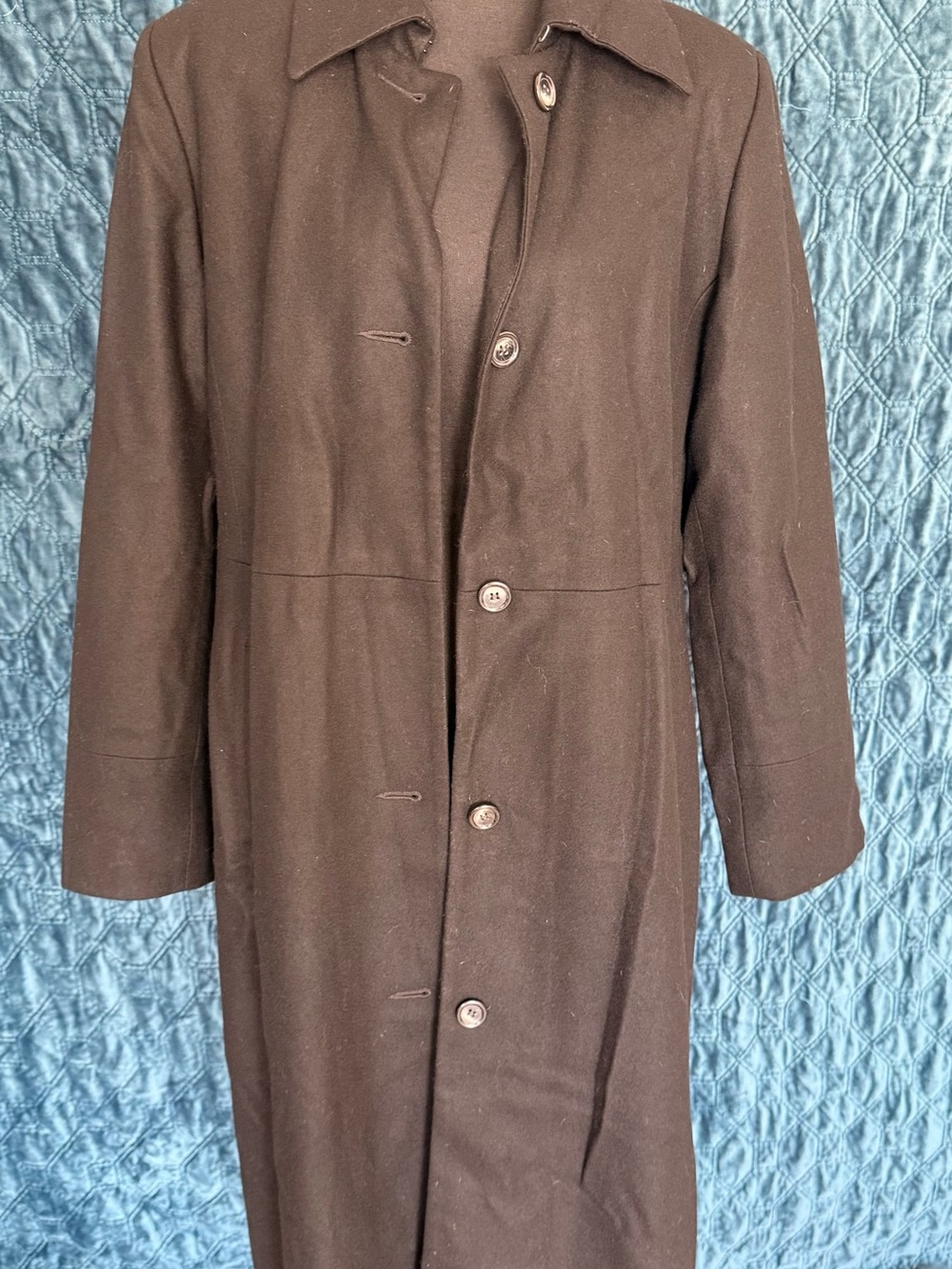 Harve Benard Black Wool Long Trench Coat
